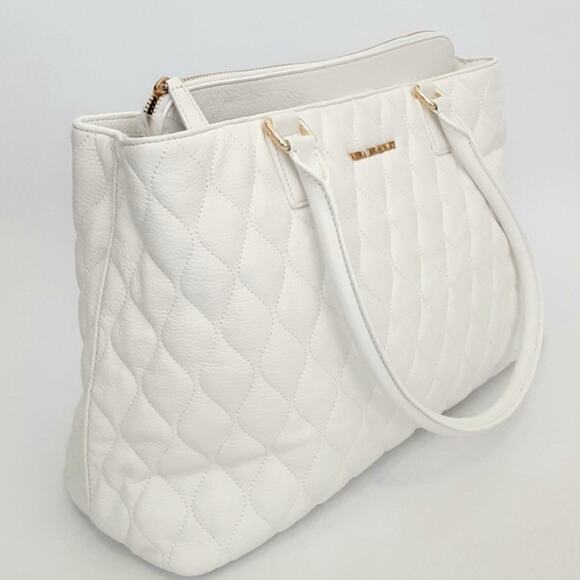 Vera Bradley Emma Satchel Quilted Leather Shoulder Bag White Pebble Leather NWOT - Picture 2 of 15